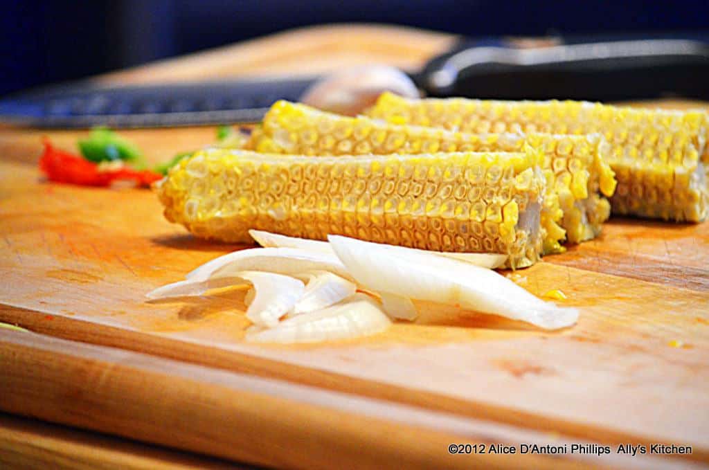 Red Curry Cumin Peppers Onions & Corn in Brown Butter