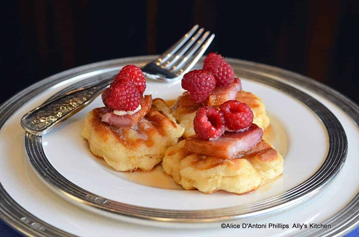 Crispy Pancake Babies with Fresh Raspberries