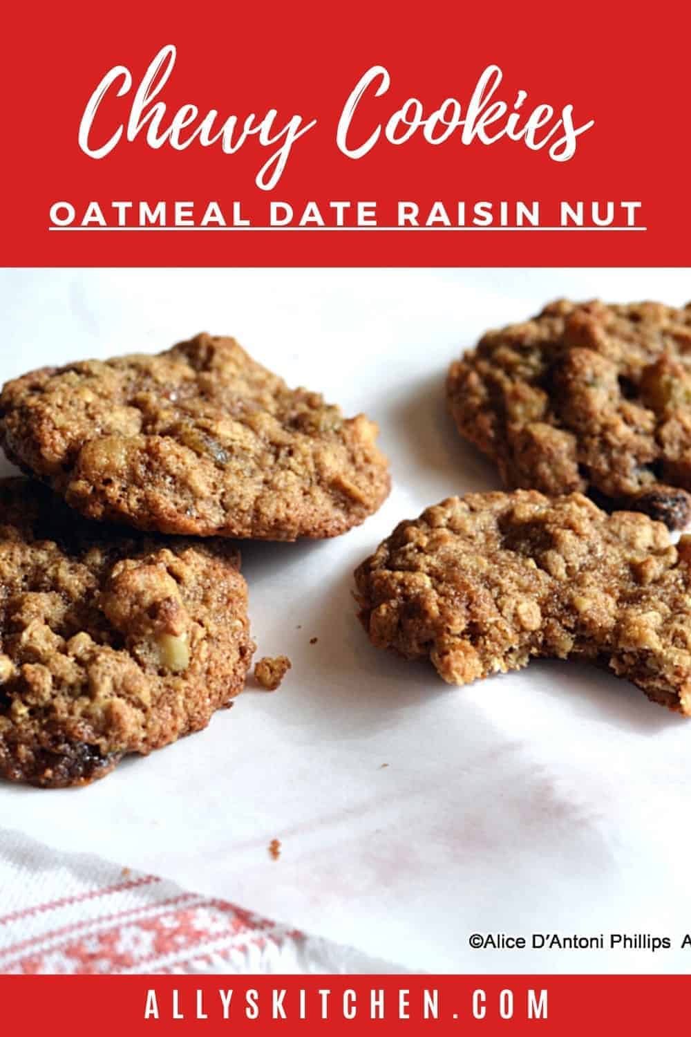Chewy Oatmeal Date Raisin Nut Cookies oatmeal cookies
