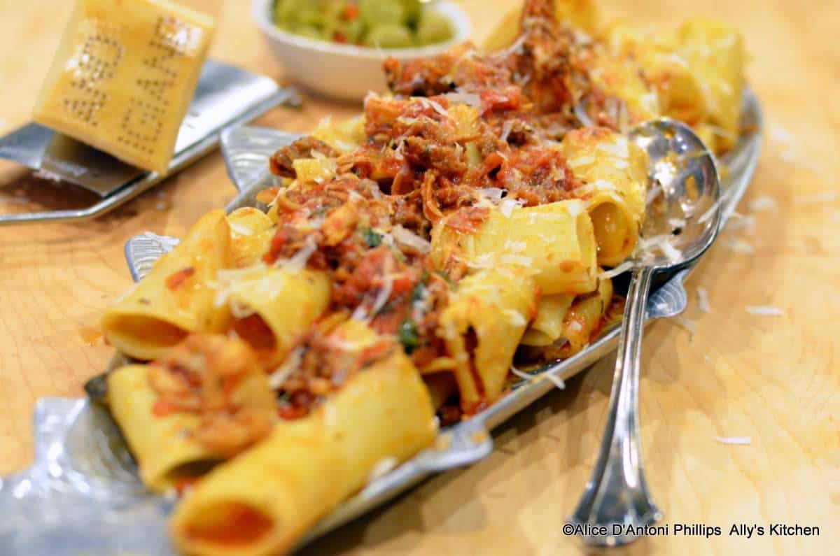 Rigatoni with Italian Sausage, Greens, Gorgonzola & Walnuts