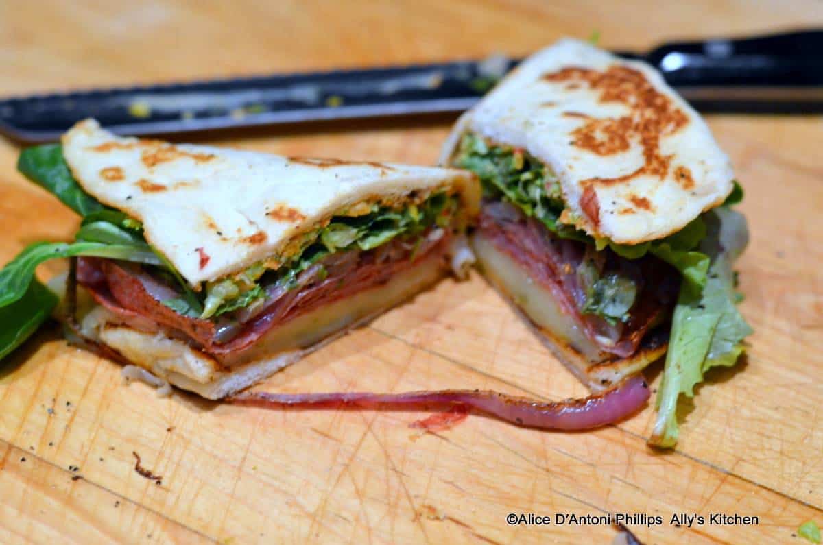 Spicy Italian Genoa Salami Red Onion & Veggie Sauce Sandwich Folds