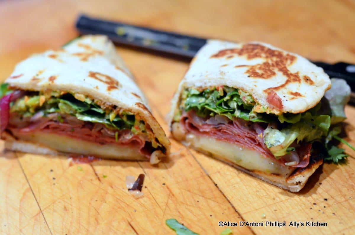 Spicy Italian Genoa Salami Red Onion & Veggie Sauce Sandwich Folds