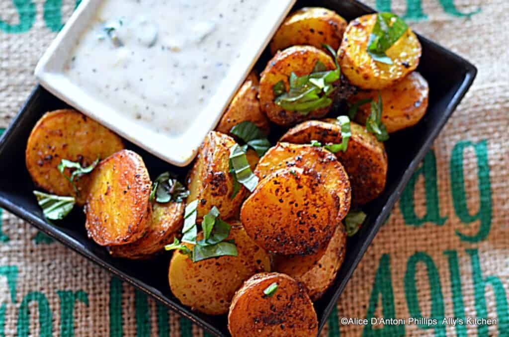 Ras el Hanout Roasted Baby Gold Potatoes with Labneh Sauce