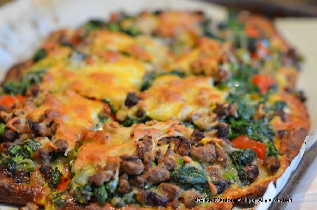 Black Bean Spinach & Cherry Tomato Pizza