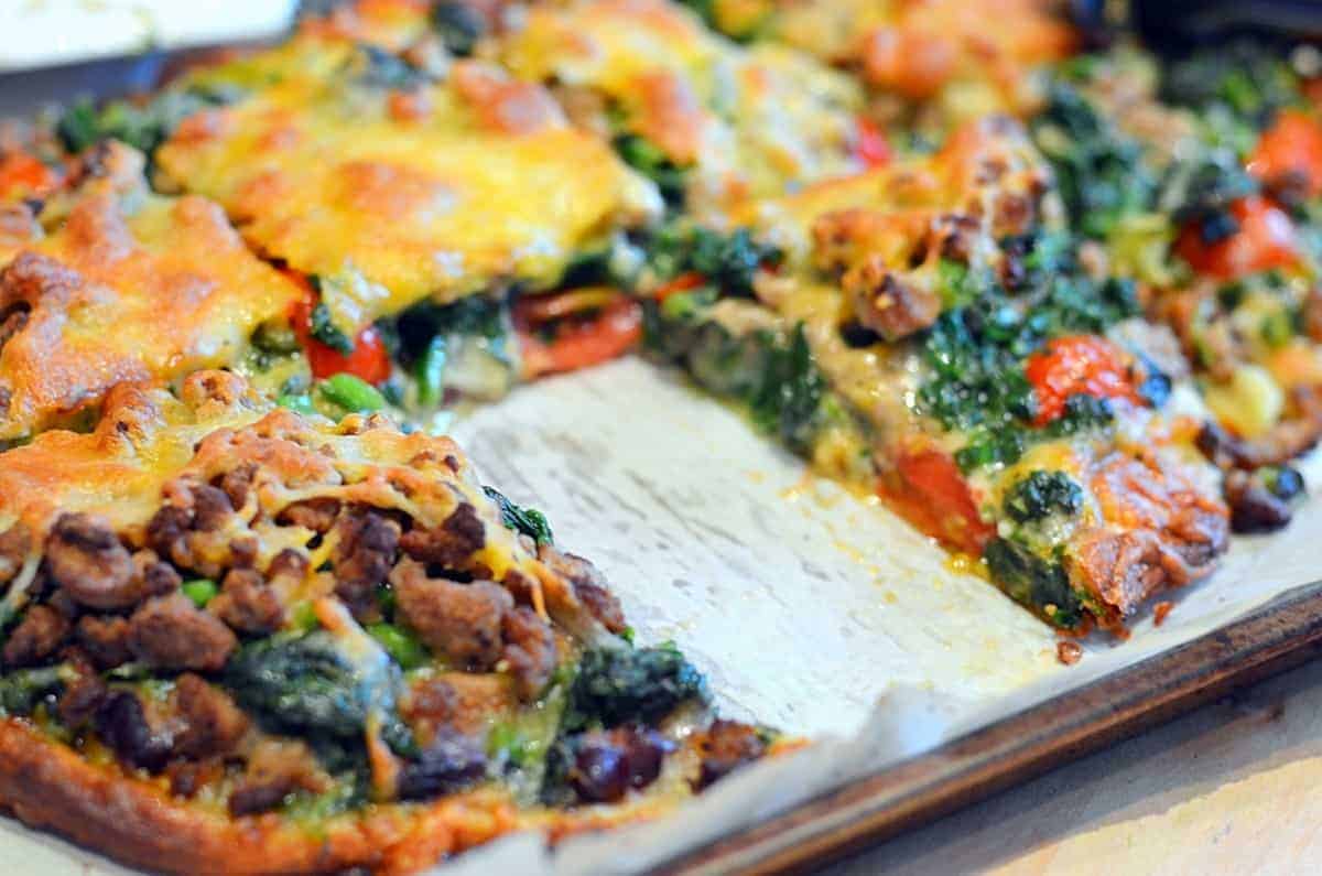 Black Bean Spinach & Cherry Tomato Pizza