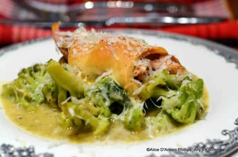 Tuscan Broccoli in White Wine Sauce with Italian Chicken Wraps