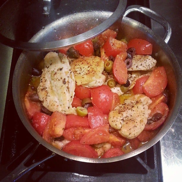 Cumin-Infused Pan Seared Chicken with Fresh Tomatoes & Olives   
