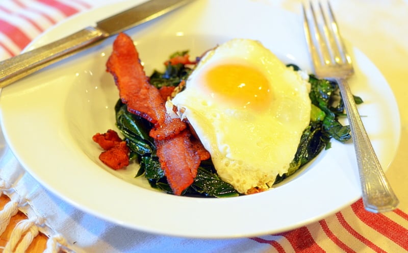 southern collards eggs & bacon