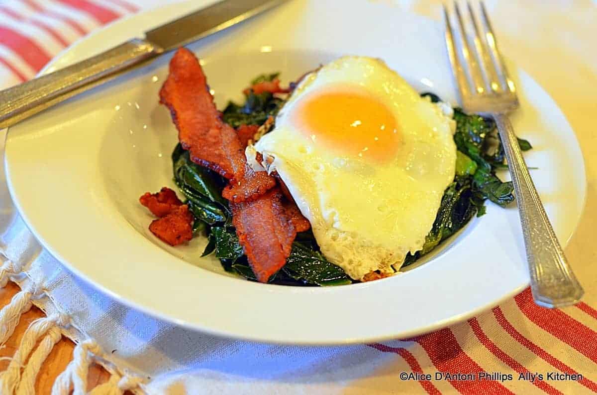 Southern Eggs Collards & Thick Smoked Bacon
