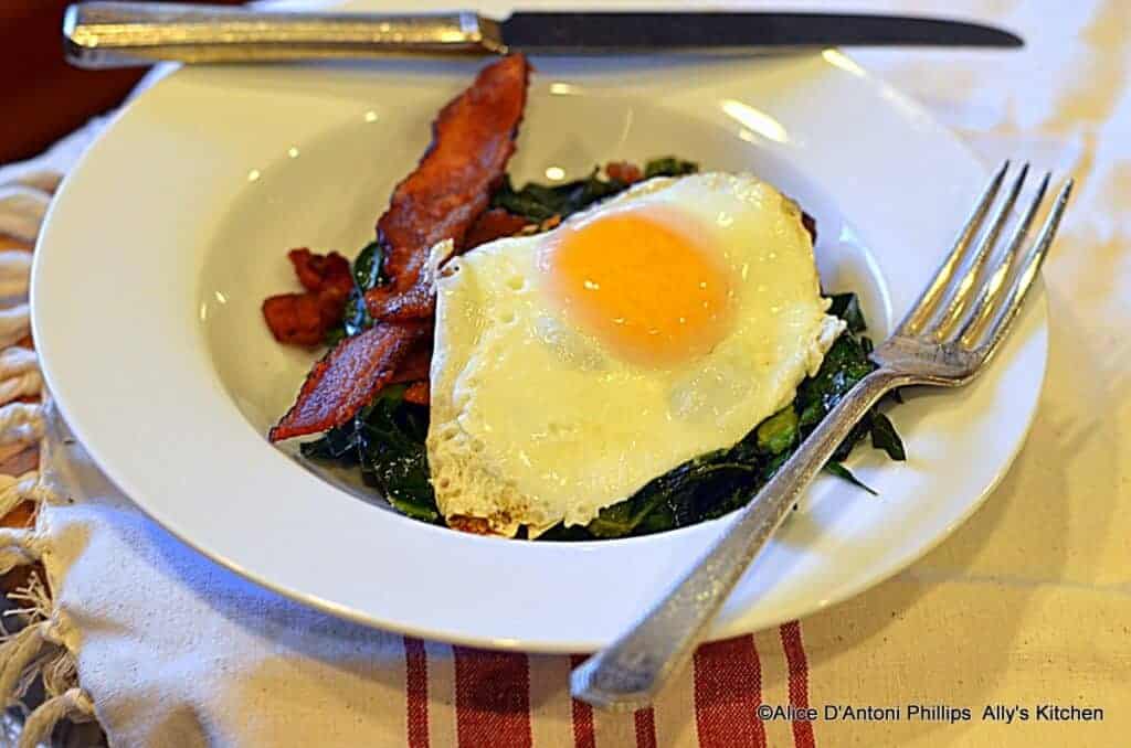 southern collards eggs baconbreakfast recipesally's kitchen