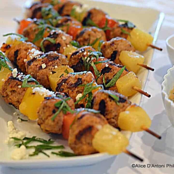 harissa veal meatball fruit kabobs