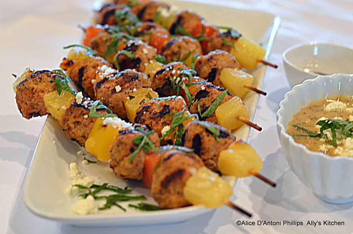 harissa veal meatball fruit kabobs