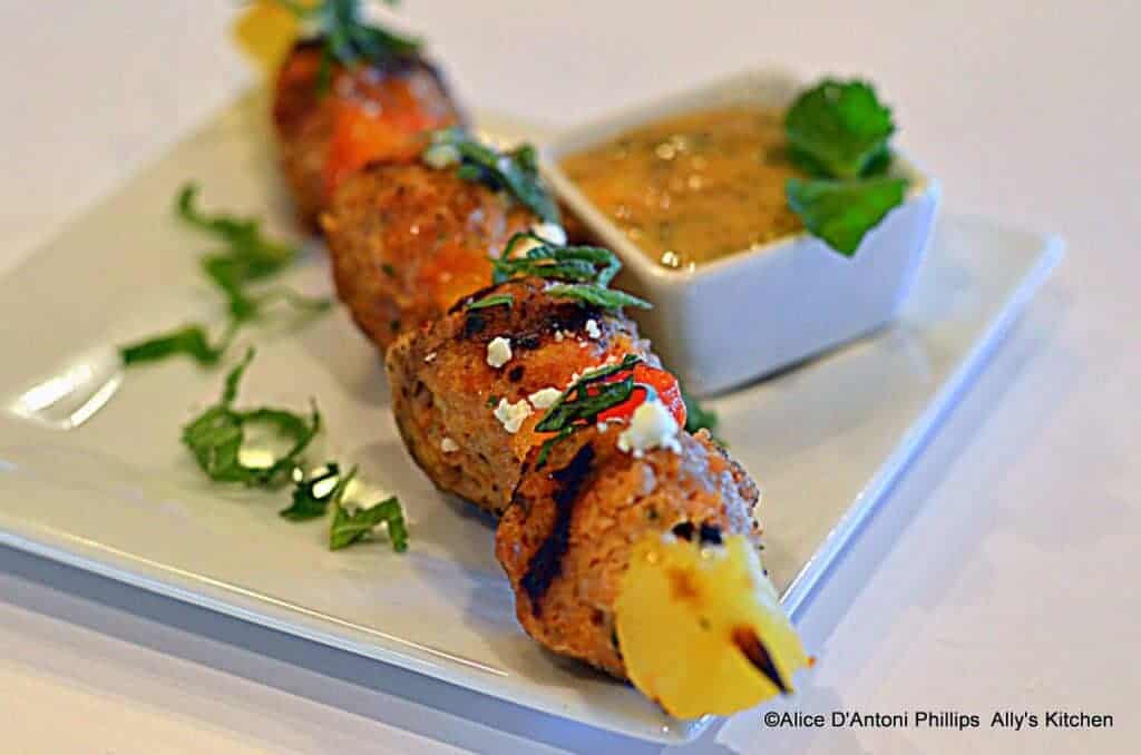 harissa veal meatball fruit kabobs