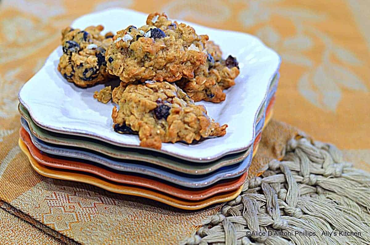 Wild Blueberry & Salty Pistachio Oatmeal Cookies with Sea Salt Flakes 