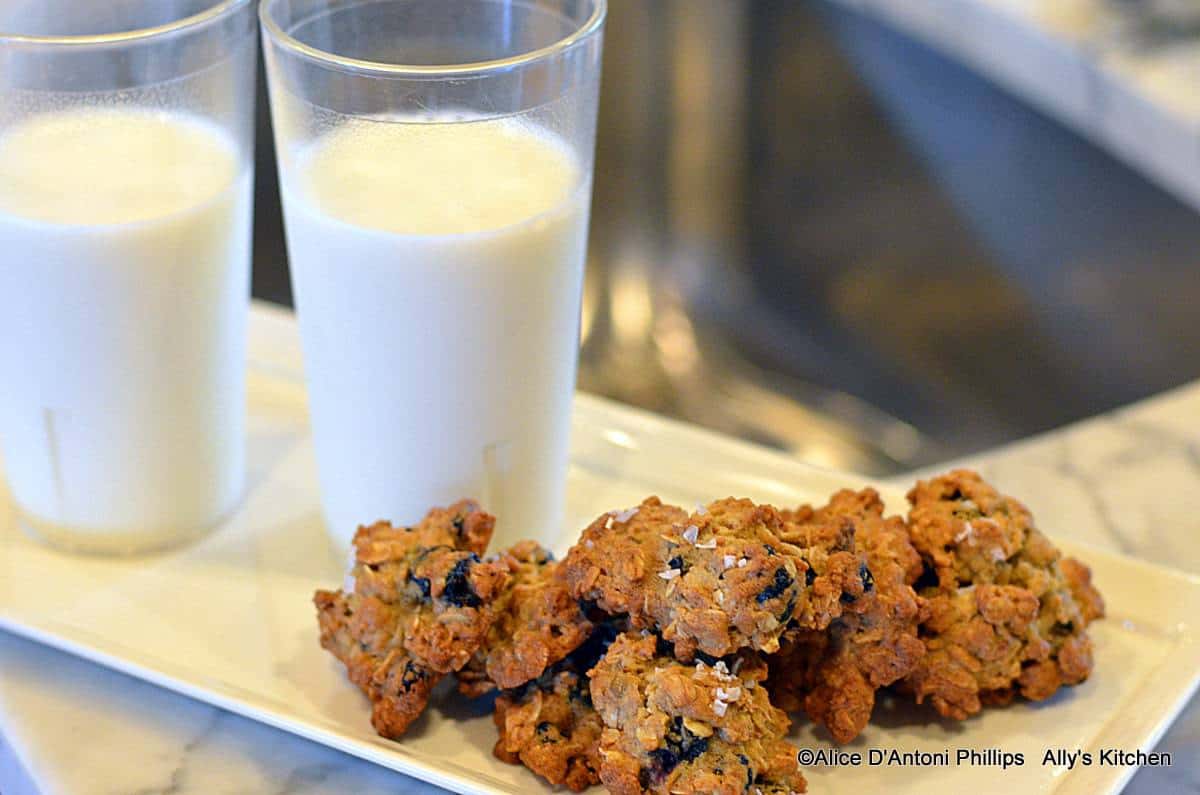 Wild Blueberry & Salty Pistachio Oatmeal Cookies with Sea Salt Flakes