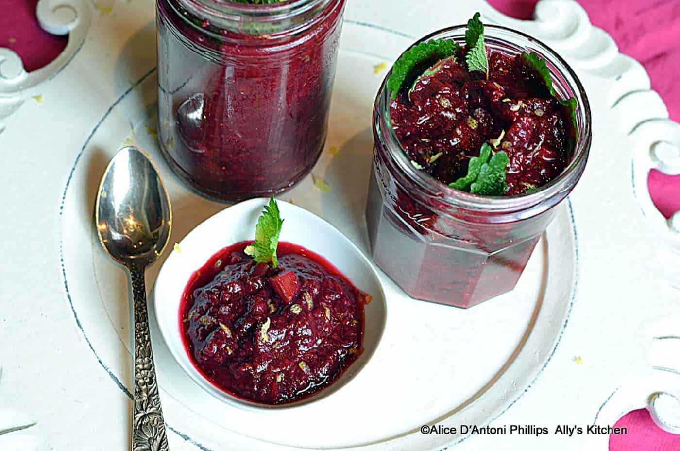 Rhubarb Raspberry Lemon Mint Sauce