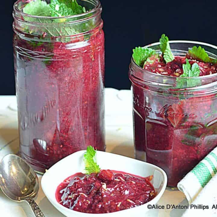 Rhubarb Raspberry Lemon Mint Sauce