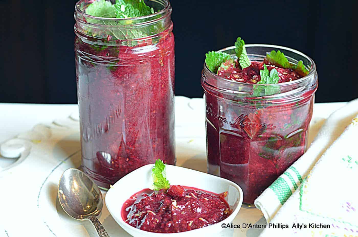 Rhubarb Raspberry Lemon Mint Sauce