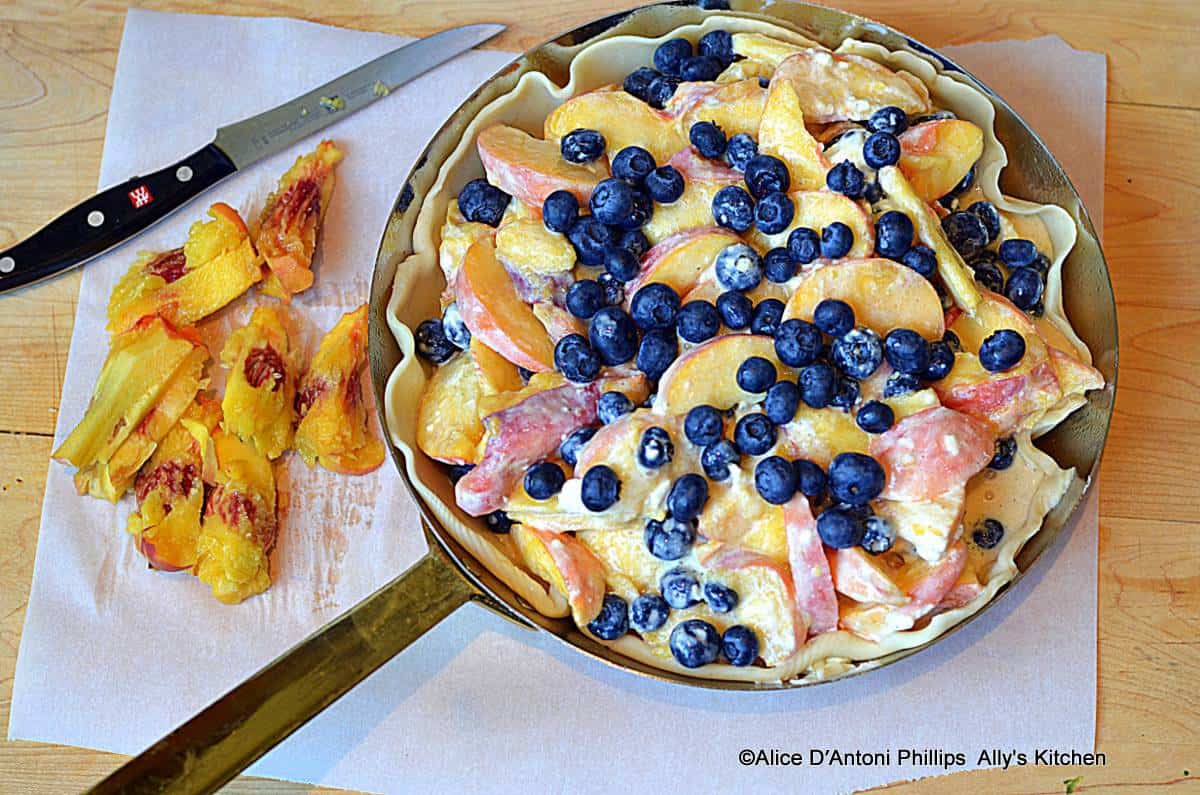 Fresh Palisade Peach Blueberry Skillet Pie