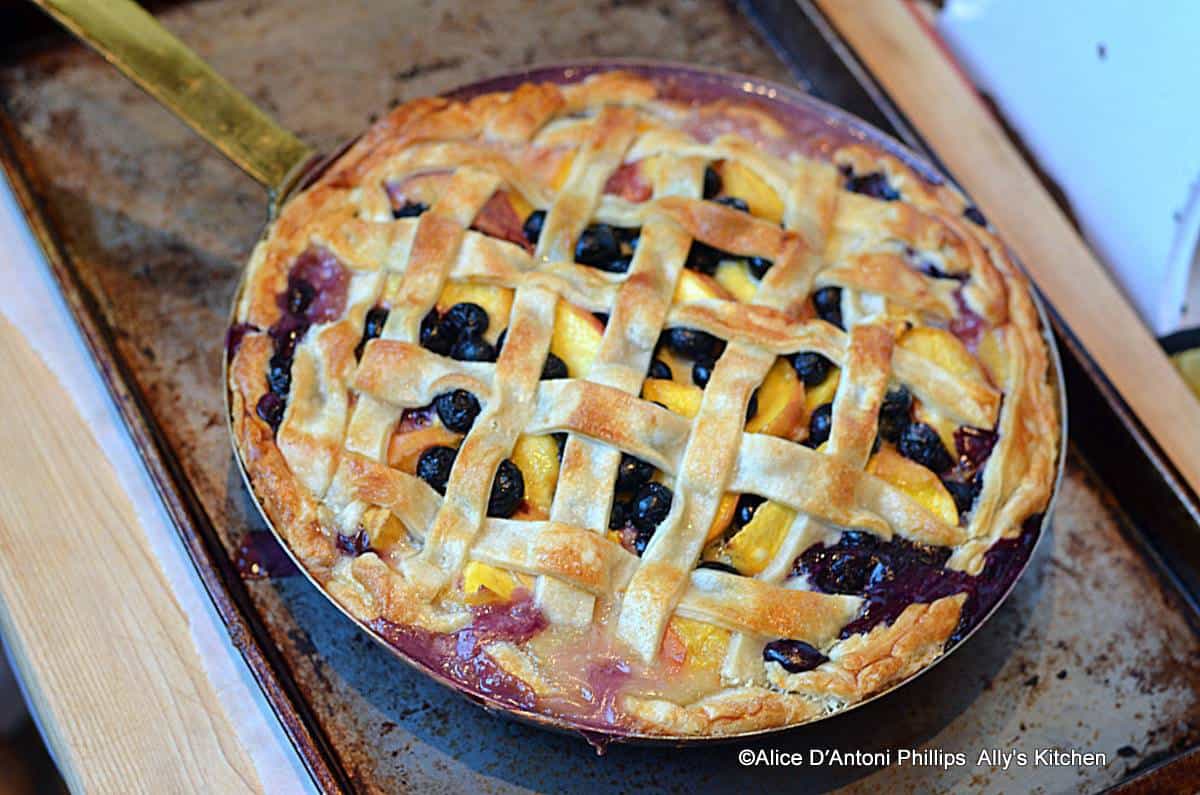 Fresh Palisade Peach Blueberry Skillet Pie