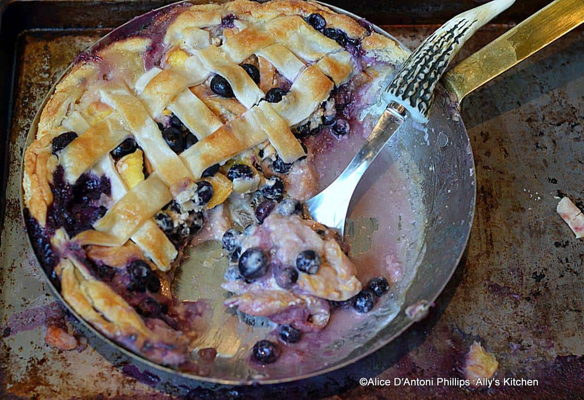 Fresh Palisade Peach Blueberry Skillet Pie