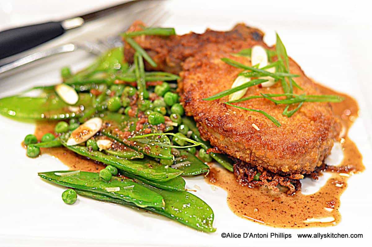 Grana Padano Bone-In Pork Chop & Snow Peas 