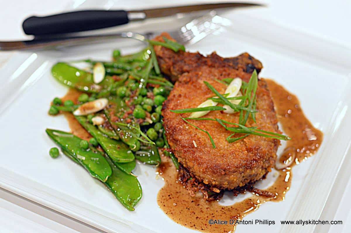 Grana Padano Bone-In Pork Chop & Snow Peas 