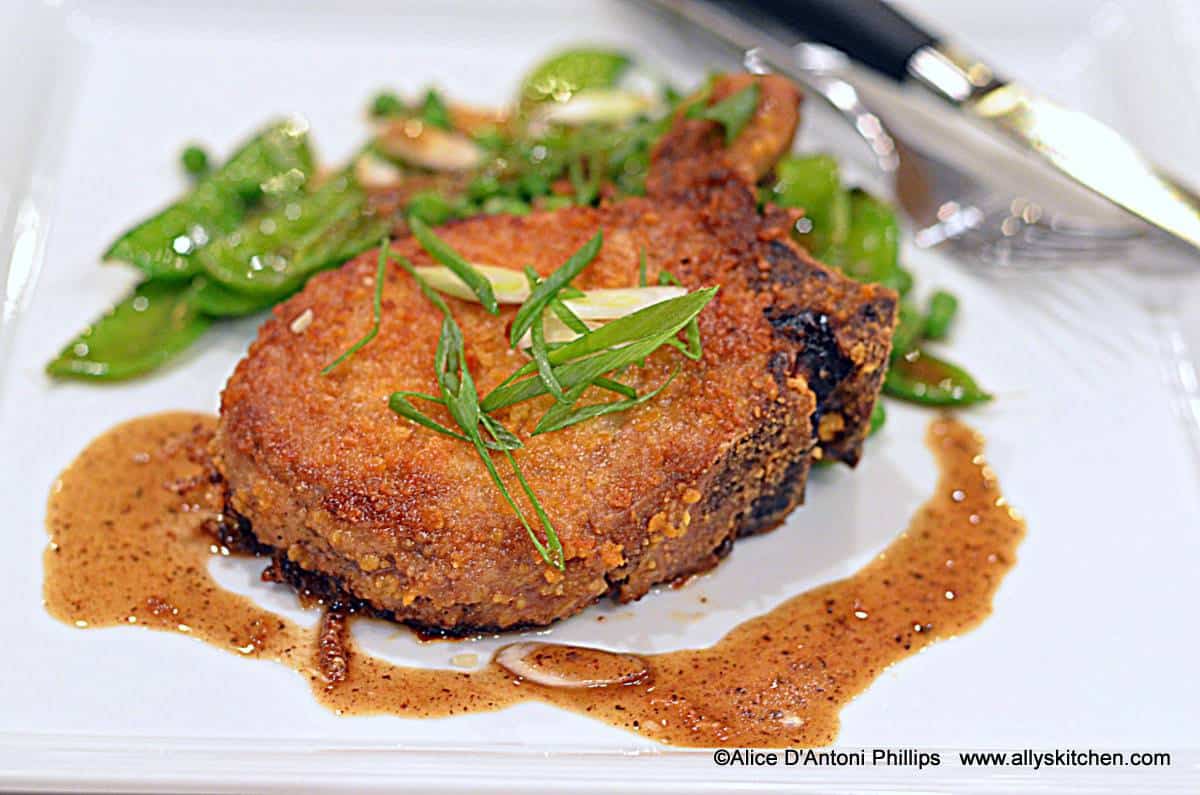 Grana Padano Bone-In Pork Chop & Snow Peas