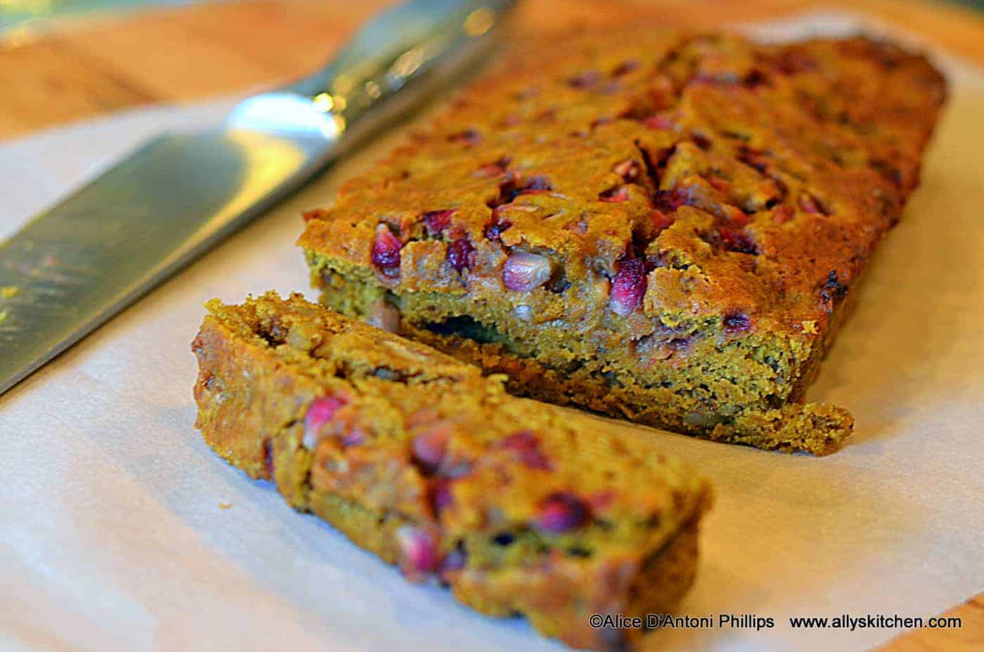 Pumpkin Pomegranate Walnut Bread