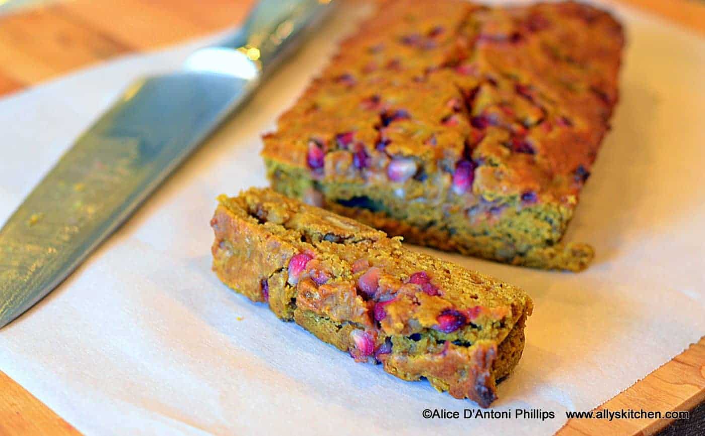 Pumpkin Pomegranate Walnut Bread