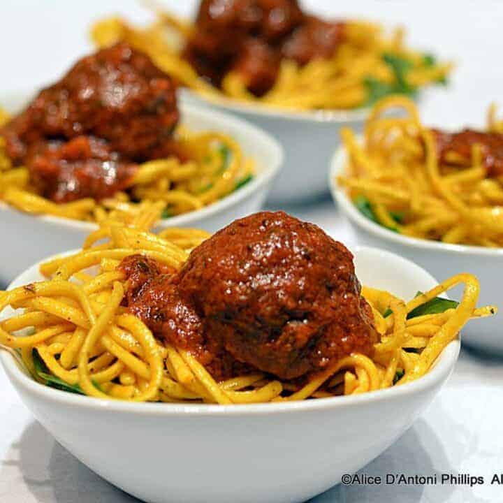 Moroccan Meatballs & Lemon Pepper Angel Hair Pasta