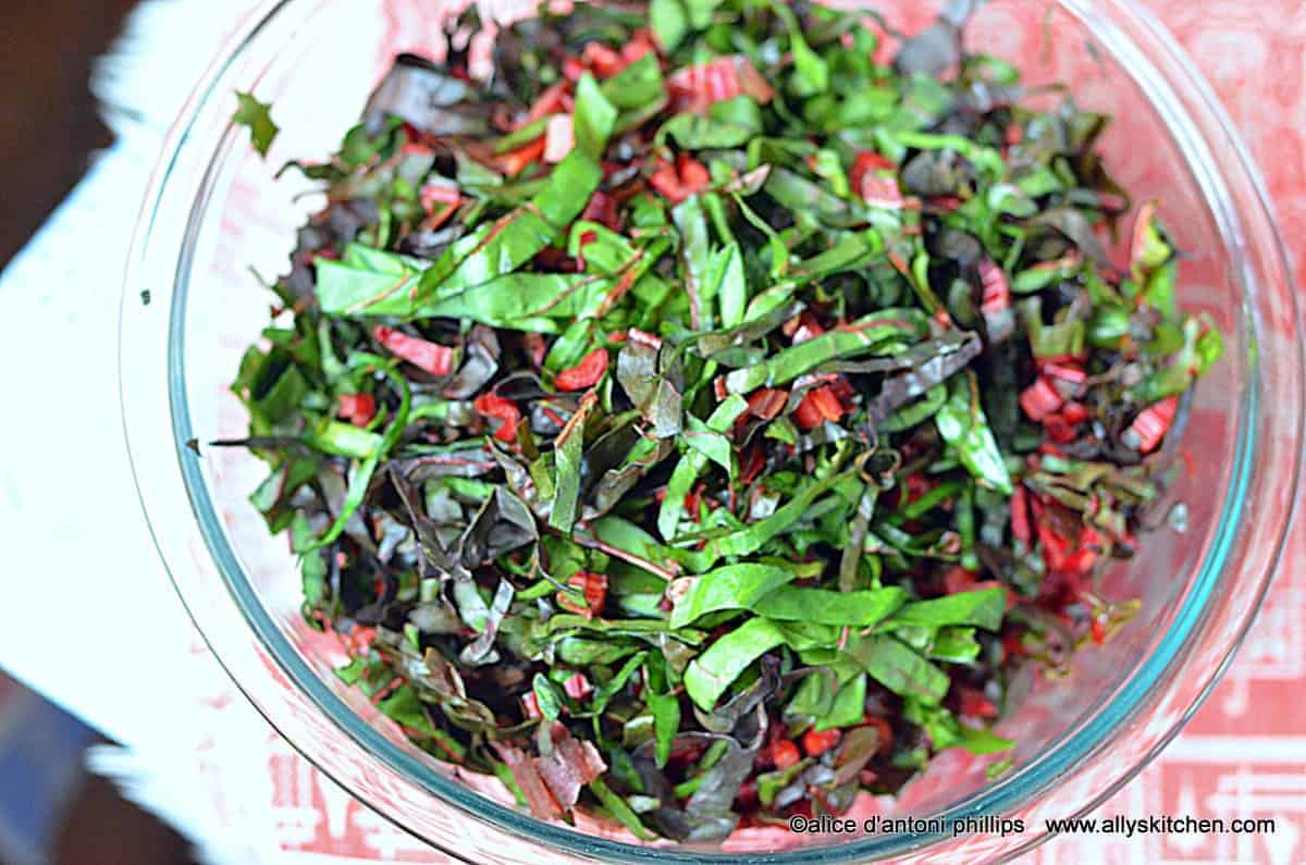 ~red chard pomegranate & currant salad~