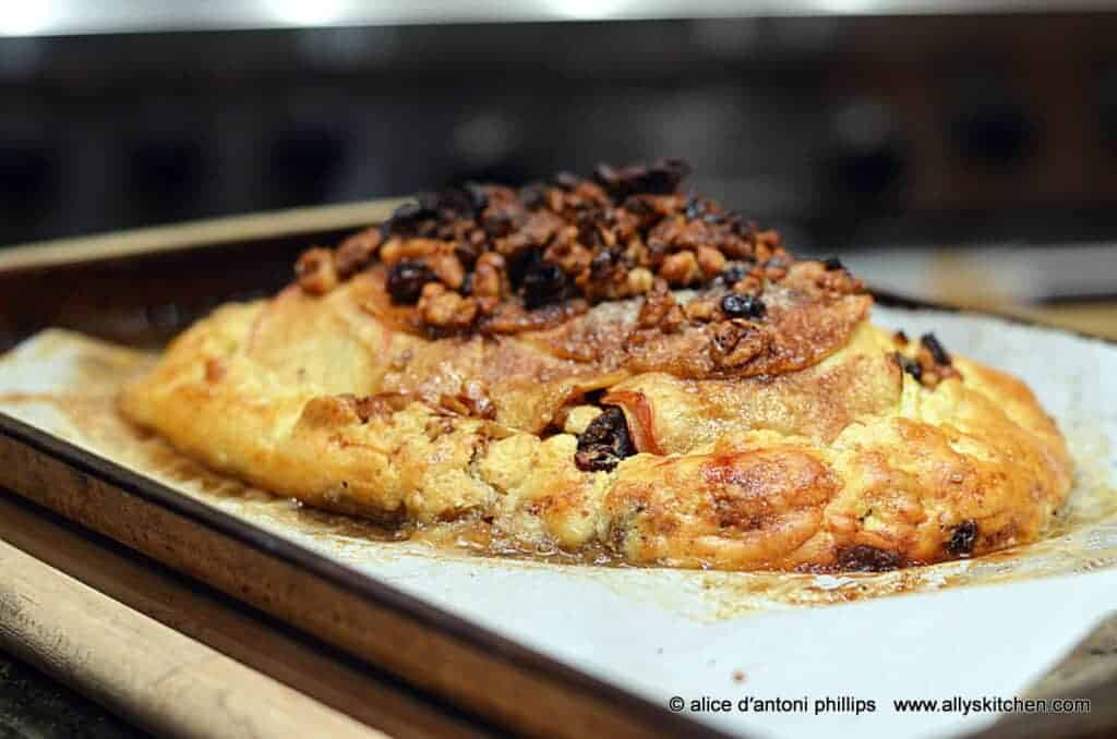 ~apple date whiskey nut galette~