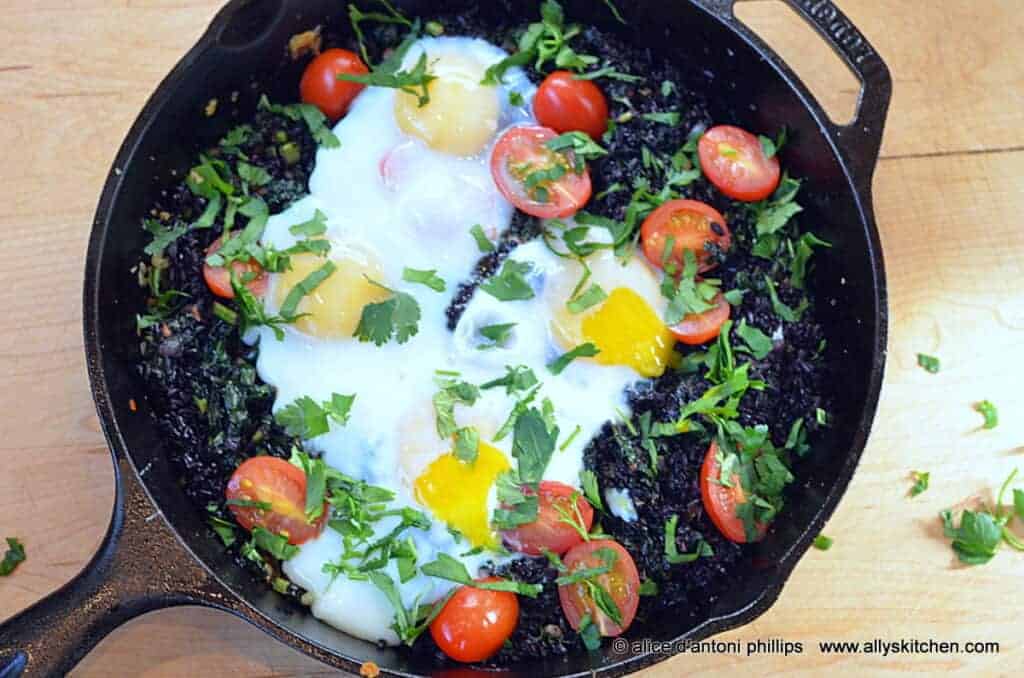 Jerusalem Eggs with Black Forbidden Rice & Quinoa