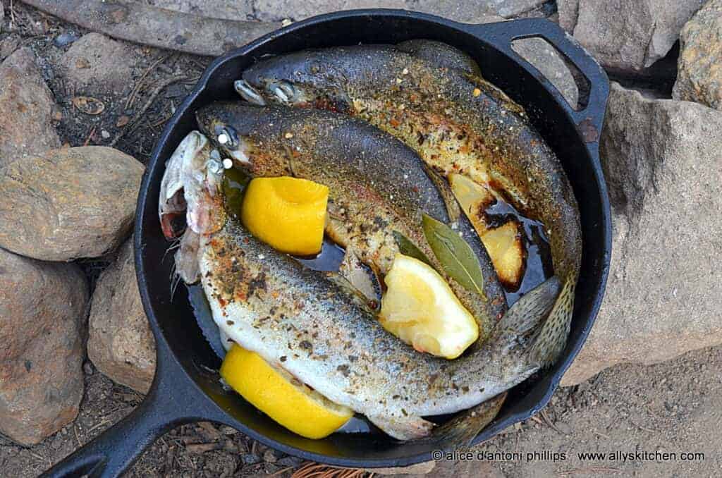 ~skillet steamed fresh mountain trout~