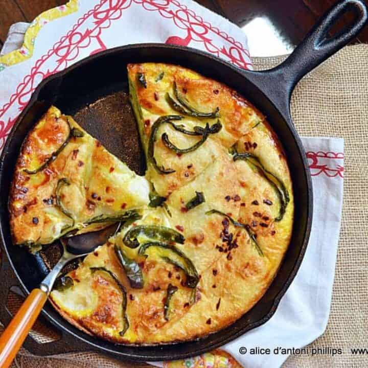 ~mozzarella zucchini egg tortilla skillet pie~