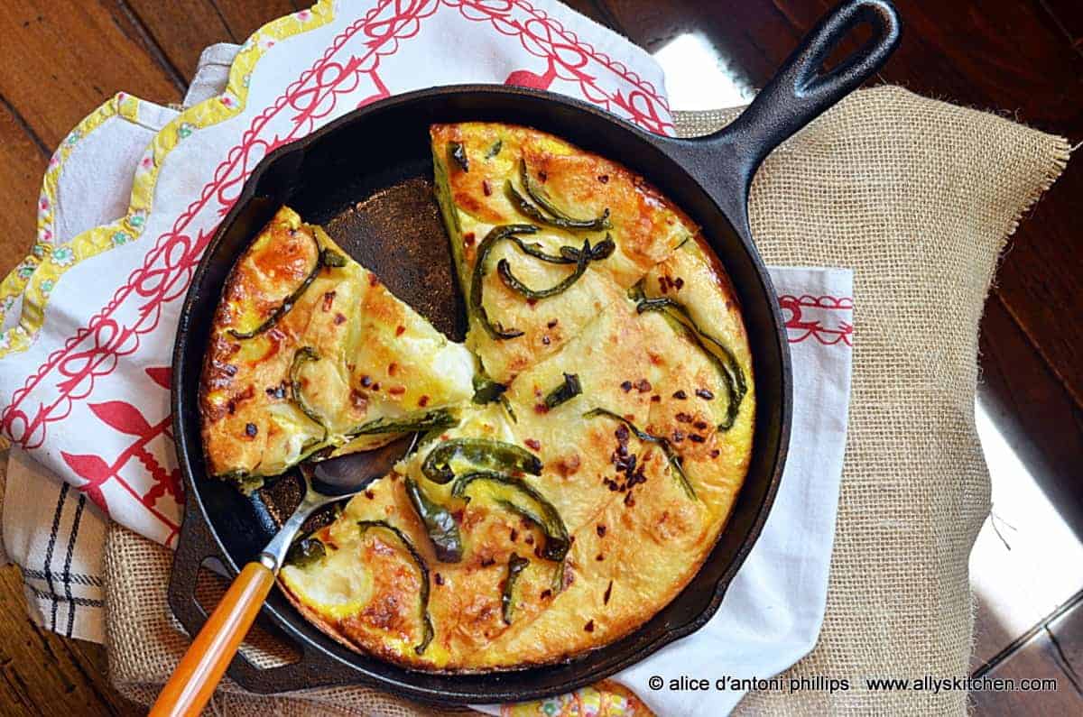 ~mozzarella zucchini egg tortilla skillet pie~