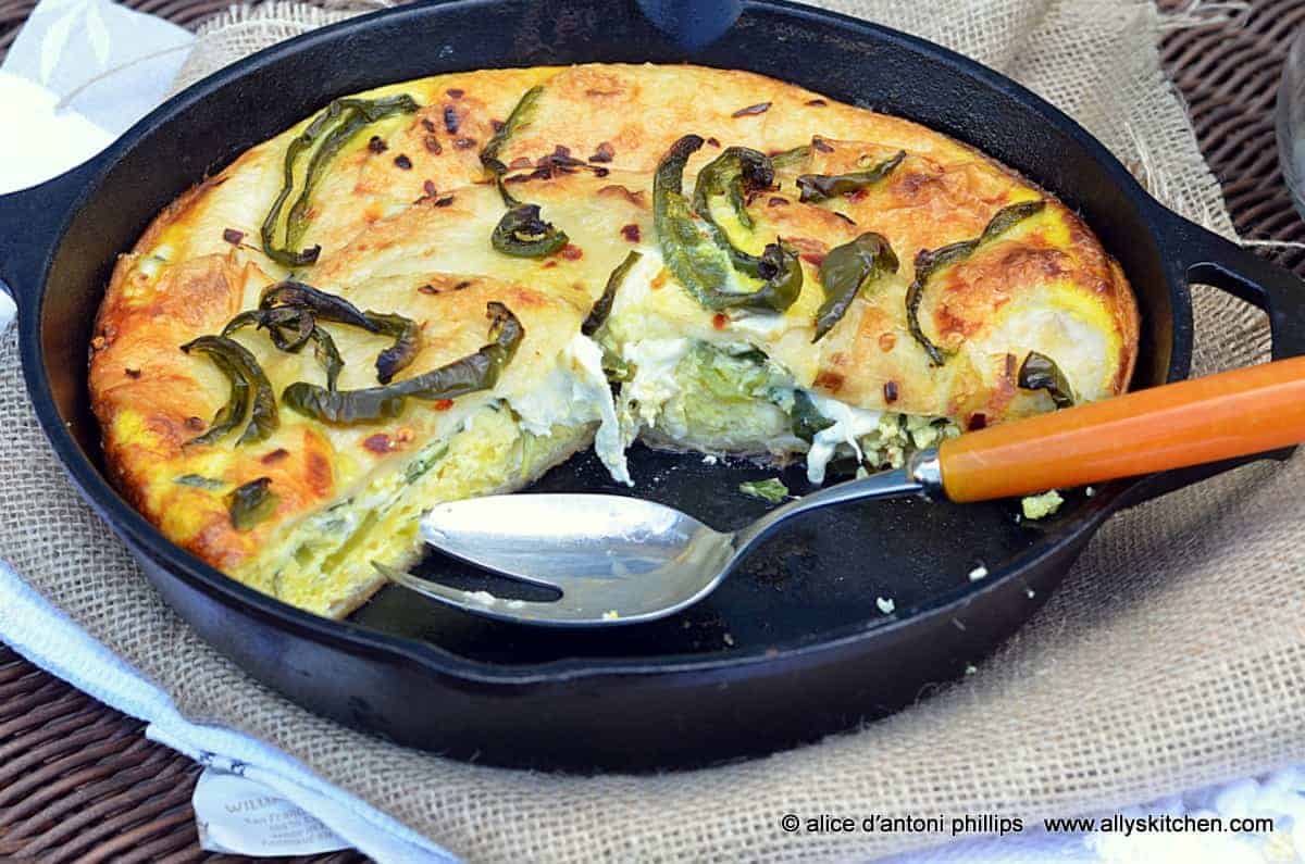 ~mozzarella zucchini egg tortilla skillet pie~