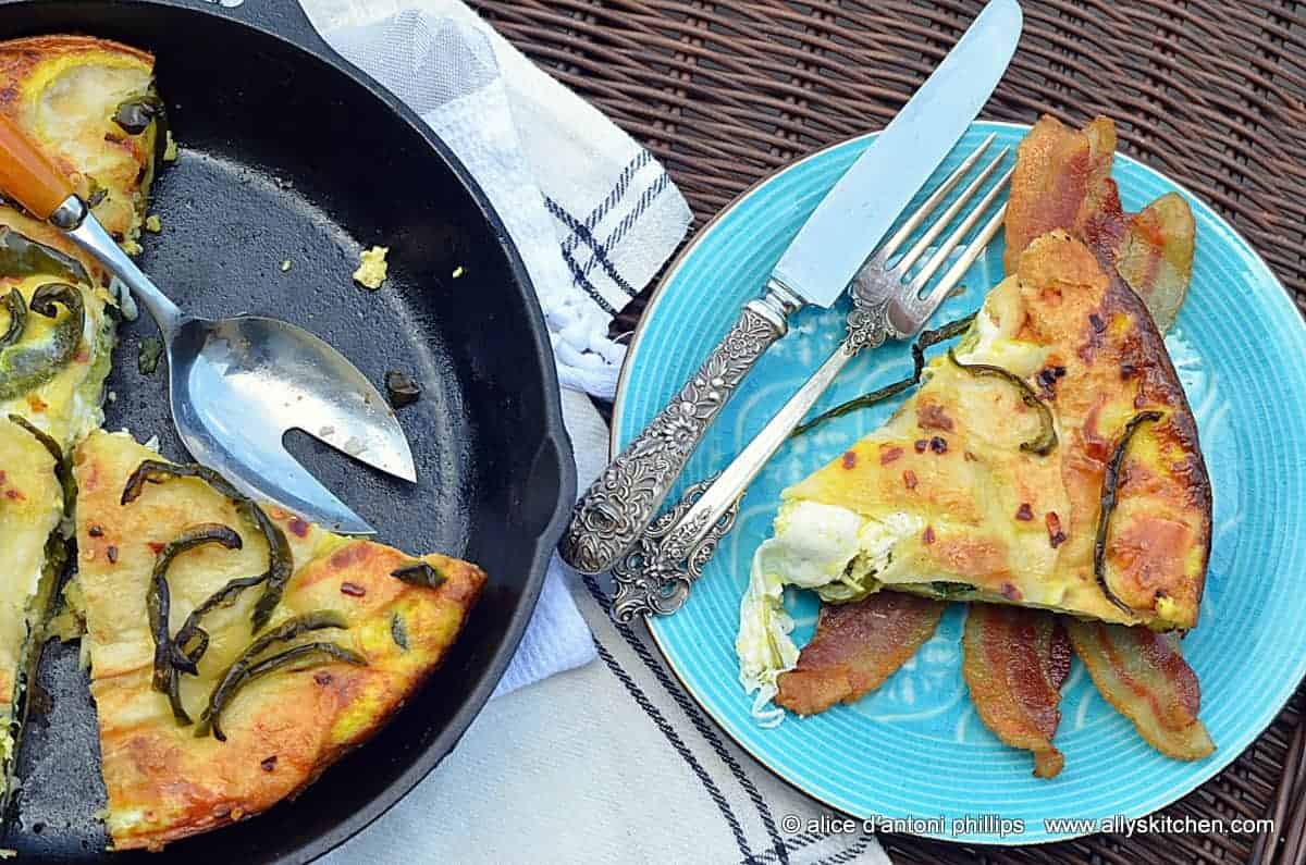 ~mozzarella zucchini egg tortilla skillet pie~