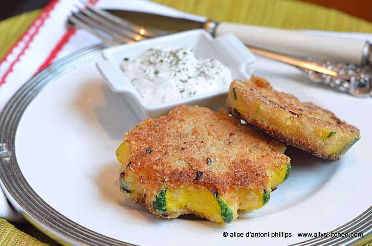 buttermilk drenched crispy fried flying saucer squash