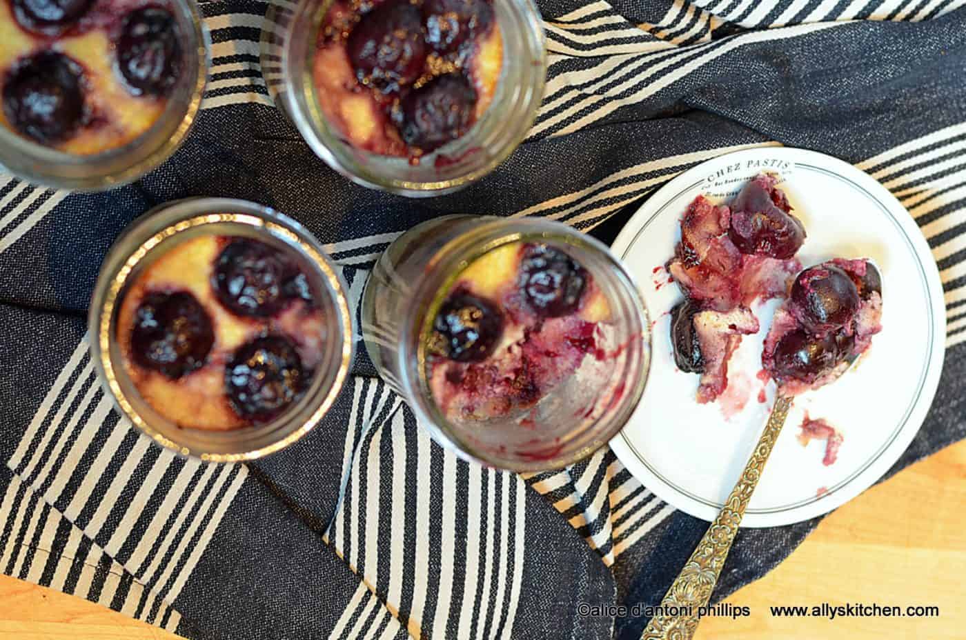 ~dark red cherry ricotta cheesecake jars~