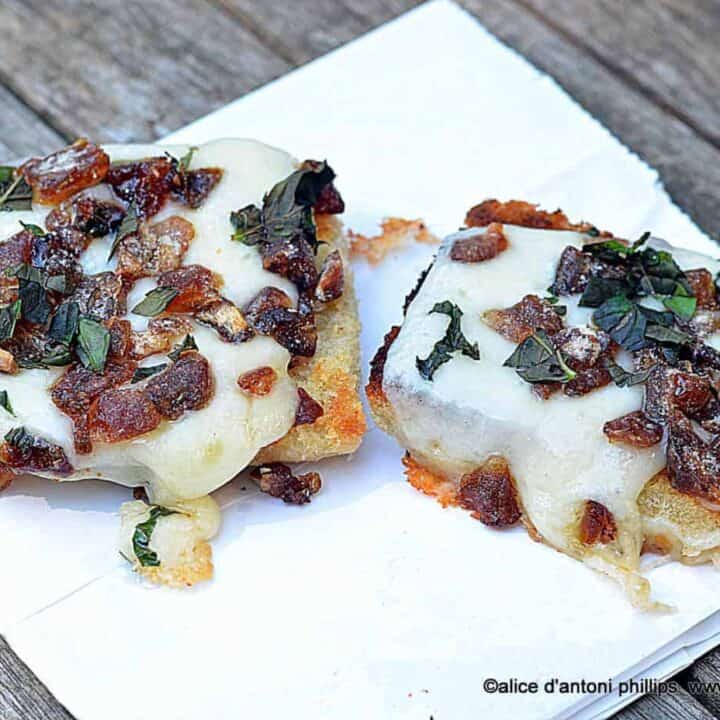 asiago cheese dates & mint toasties