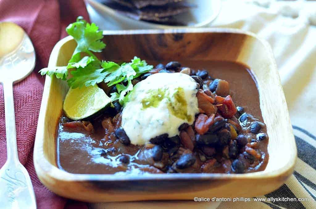 cuban black beans with yogurt sauce