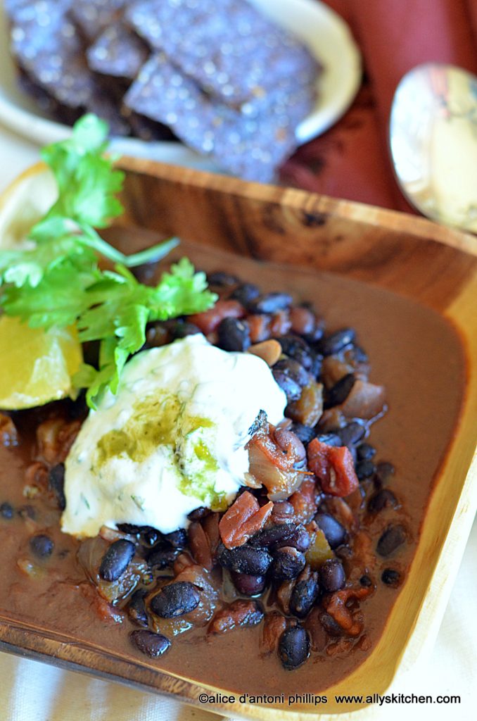 Cuban Black Turtle Beans with Yogurt Sour Cream Lime Cilantro Sauce Ally's Kitchen