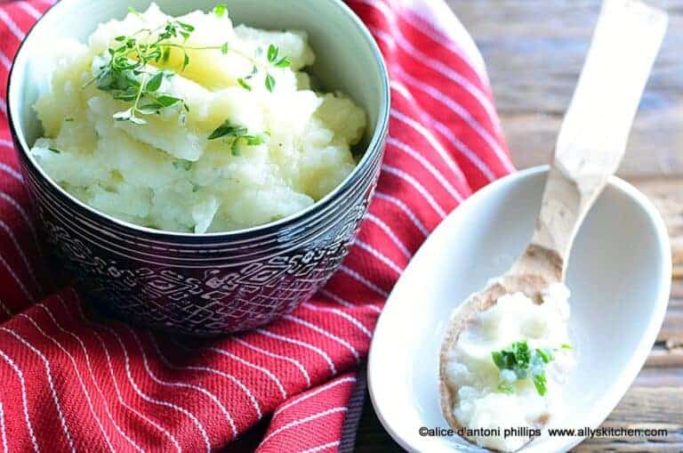 Garlic Onion Rustic Mashed Potatoes with Fresh Herbs