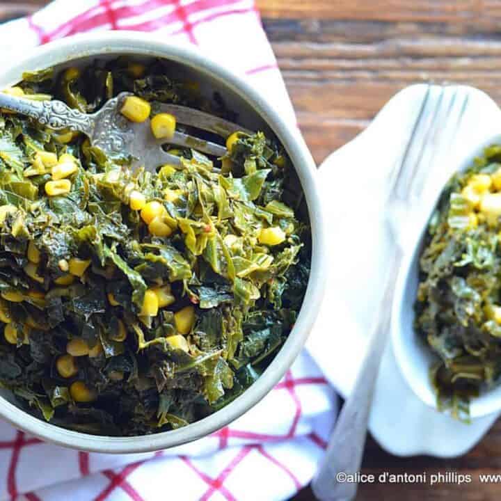 southern bacon dripping collards & corn