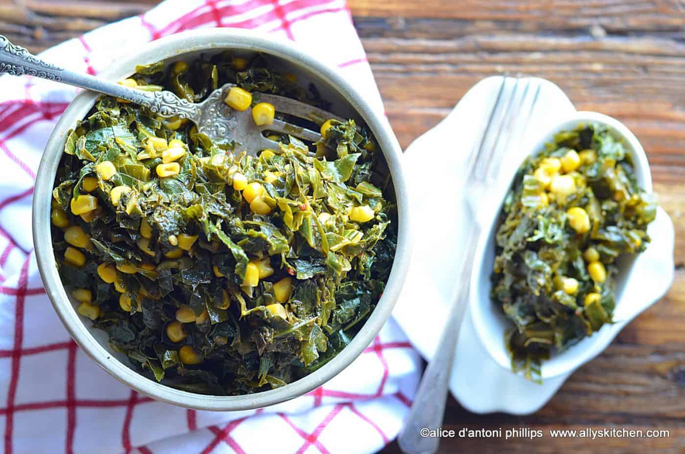 southern bacon dripping collards & corn