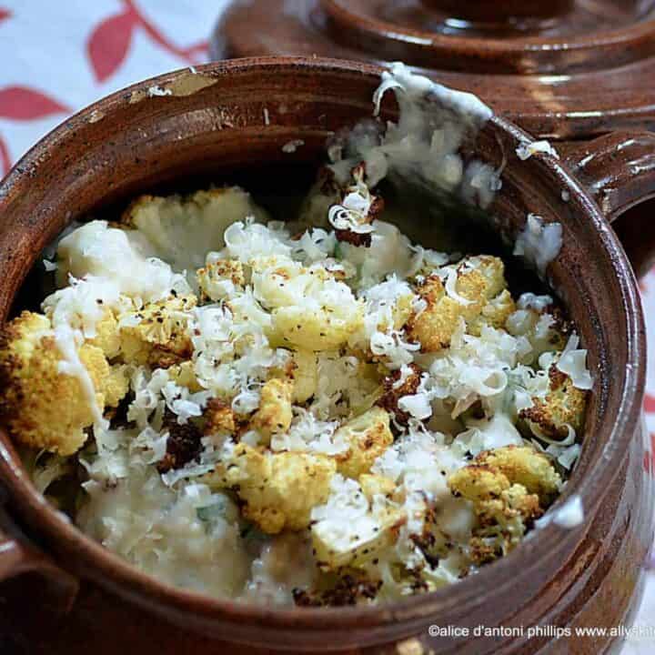 roasted lemon pepper cauliflower with gruyere & parmesan béchamel sauce