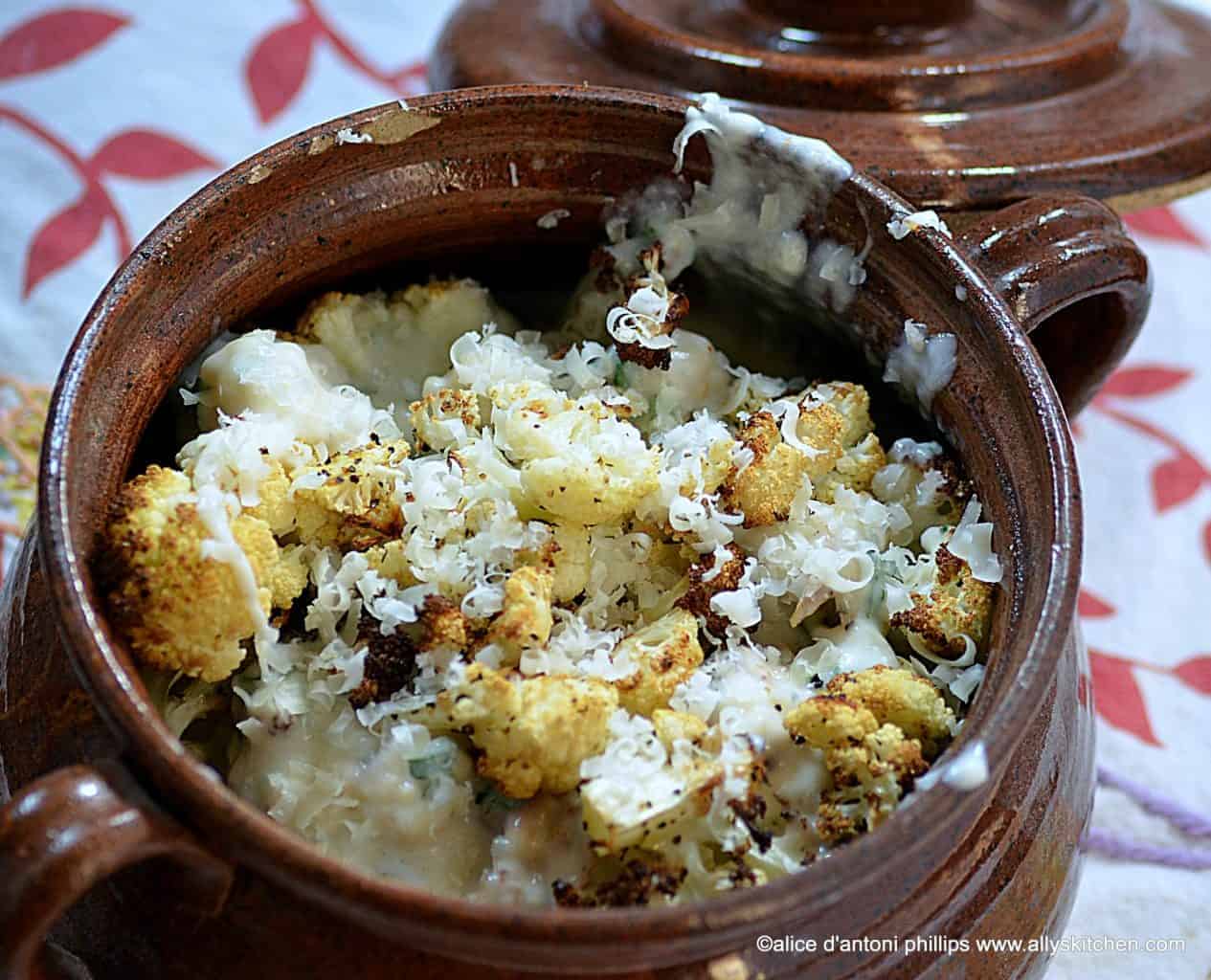 roasted lemon pepper cauliflower with gruyere & parmesan béchamel sauce