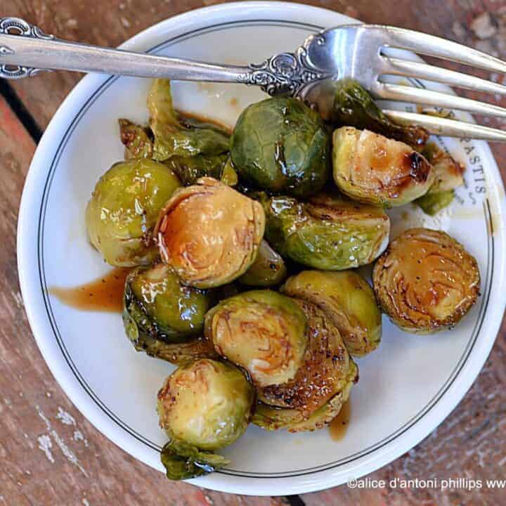 brussels sprouts with a ruby red honey ginger soy glaze